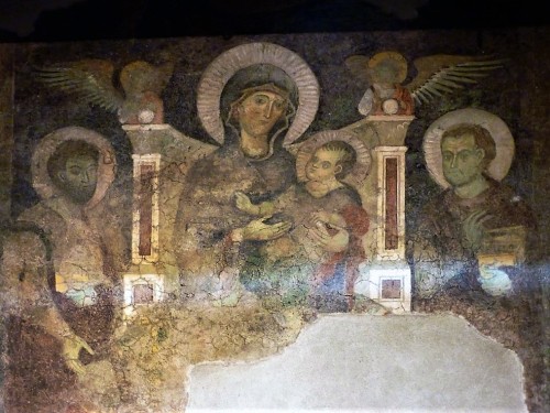 Fragment of frescoes from the XIII century, from the old church Santi Cosma e Damiano