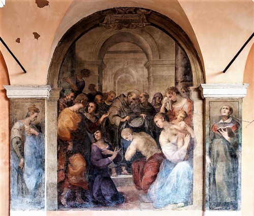 Church of Santi Cosma e Damiano, fresco with St. Francis in the monastery cloisters