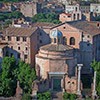 Church of Santi Cosma e Damiano, view from Palatine Hill – two ancient buildings out of which the church was created in early Middle Ages