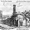 Widok kościoła Santi Cosma e Damiano od strony Forum Romanum, 1665 r., Giovanni Battista Falda, zdj. Wikipedia