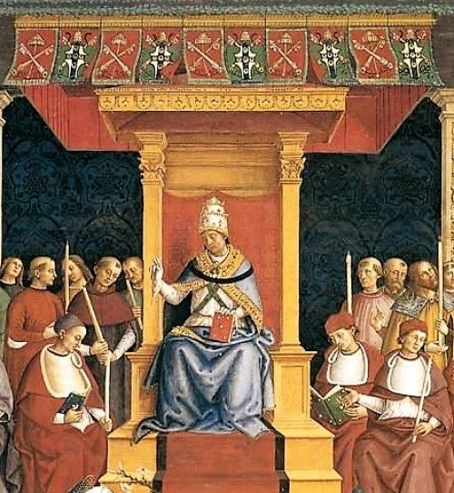 Papież Pius II, fresk, katedra w Sienie, Pinturicchio, zdj. Wikipedia