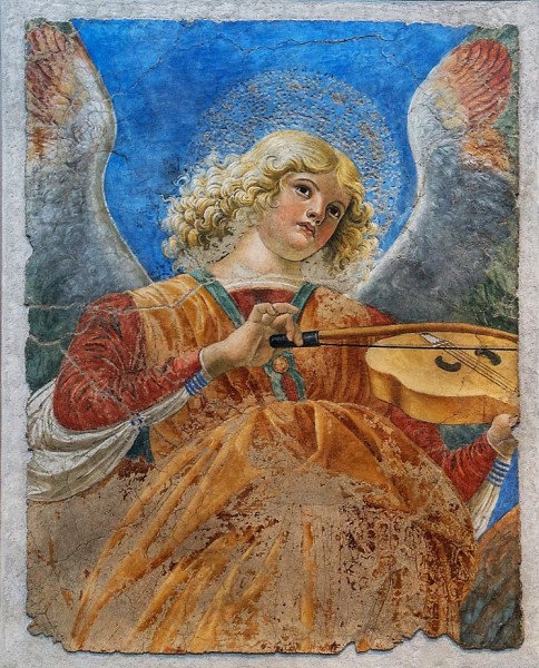 Melozzo da Forlì, jeden z aniołów z dawnej absydy bazyliki Santi XII Apostoli, obecnie Pinacoteca Vaticana