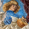Melozzo da Forlì, jeden z muzykujących aniołów, Pinacoteca Vaticana