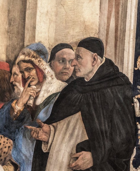 Carafa Chapel, Mani with a finger on his lips (detail), Basilica of Santa Maria sopra Minerva