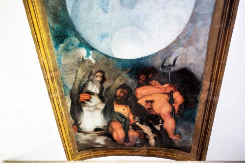 Casino Ludovisi, malowidło Caravaggia, przedstawienie Neptuna i Plutona, fragment