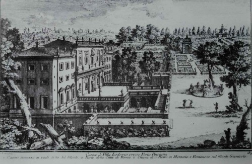 Casino Ludovisi, widok z XVIII w., rycina - Giuseppe Vasi