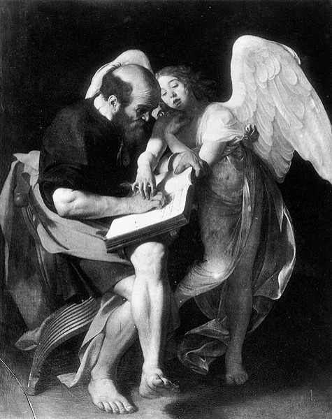 St. Matthew with an Angel, the picture of a lost image of Caravaggio, pic. WIKIPEDIA