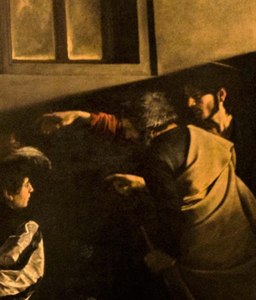 The Calling of St. Matthew, Caravaggio, fragment, Contarelli Chapel, Church of San Luigi dei Francesi