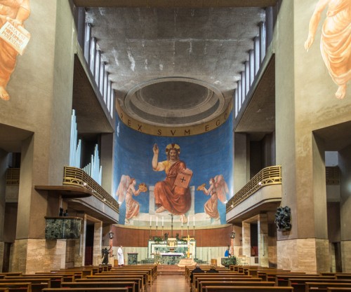 Church of Sacro Cuore di Cristo Re, view of the church apse, Marcello Piacentini