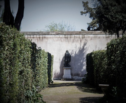 Gardens of the Villa Medici, statue of J.B. Colbert, founder of the French Academy in Rome