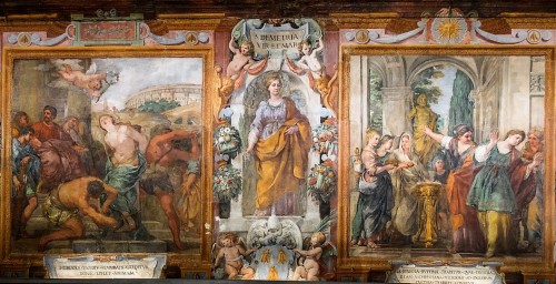 Church of Santa Bibiana, series of paintings devoted to the martyrdom of St. Bibiana (Flagelantom of St. Bibiana, St. Bibiana and Rufina in front of pagan deities)