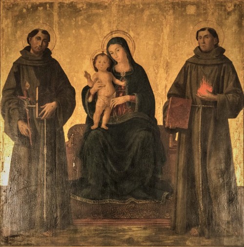 Antoniazzo Romano, Madonna z Dzieciątkiem między św. Antonim z Padwy i św. Franciszkiem z Asyżu, kościół Sant’Antonio dei Portoghesi