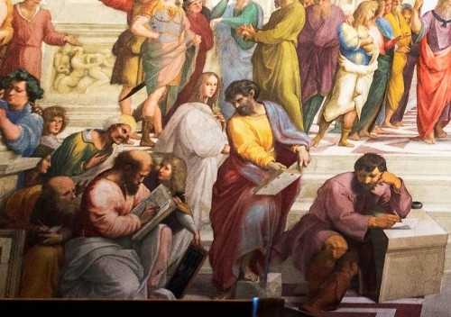 The School of Athens, Raphael, fragment, Michelangelo as Heraklit (on the right), Apostolic Palace