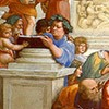 The School of Athens, Raphael, fragment, Epikur of Samos, papal apartments (Stanza della Segnatura), Apostolic Palace, pic. Wikipedia