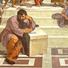 The School of Athens, Raphael, fragment, Heraclitus and Diogenes (on the right), papal apartments, Apostolic Palace