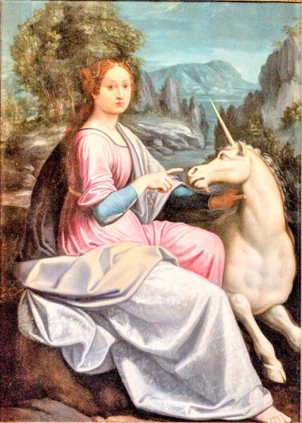 Lady with a Unicorn, Luca Longhi, Sant'Angelo Castle - alleged portrait of Giulia Farnese