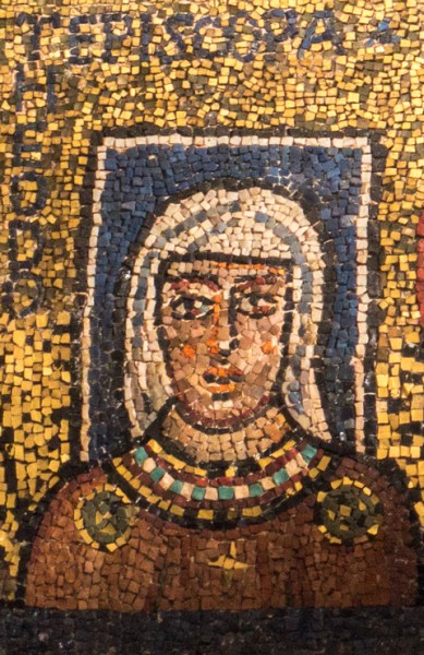 Image of the matron from the IX th century - Episcopa Theodora - mosaic in the Basilica of St. Praxes in Rome