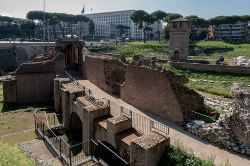 Part of the construction of the hippodrome stands