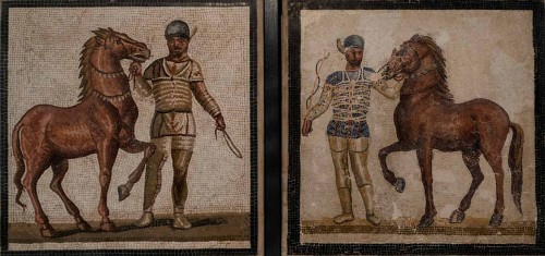 Charioteers and Their Horses, floor mosaic, Museo Nazionale Romano, Palazzo Massimo