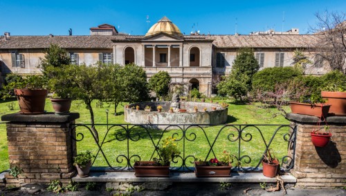 The buildings of the Francesca Romana Retirement Home, seen from the Tiber