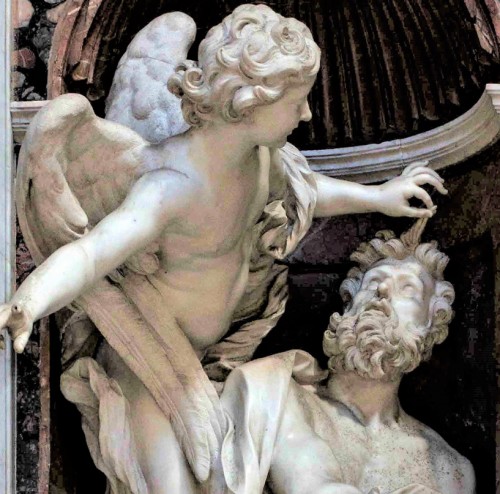 Habakkuk and the Angel, fragment, Gian Lorenzo Bernini, Chigi Chapel, Basilica of Santa Maria del Popolo