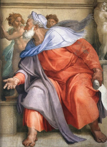 The Prophet Ezekiel, Michelangelo, decoration between the windows, Sistine Chapel, pic.Wikipedia