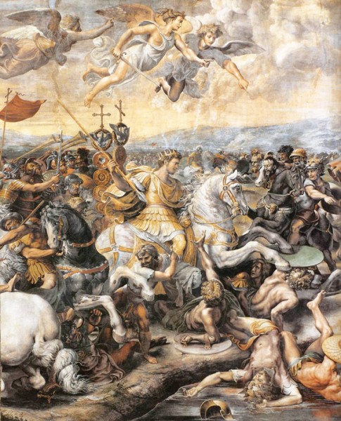 The Battle of the Milvian Bridge, fragment, Giulio Romano and his workshop, Stanza del Constantino, Apostolic Palace, pic. Wikipedia