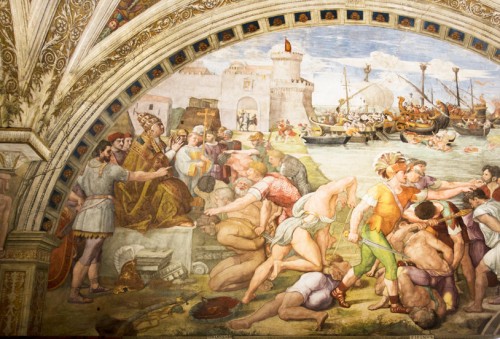 The Battle of Ostia, Raphael and his workshop, Stanza dell’Incendio di Borgo, Apostolic Palace