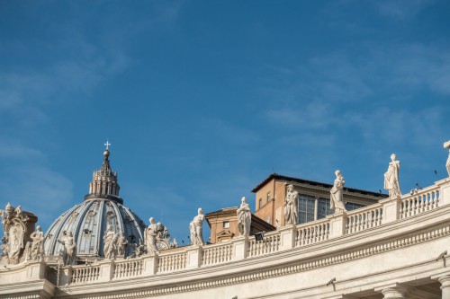 The attic crowning the colonnade in St. Peter's Square designed by Gian Lorenzo Bernini