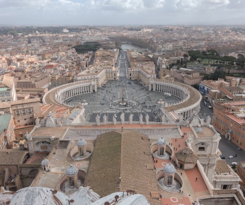 View from the dome of St. Peter to St. Peter's Square and Bernini's colonnade