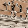 The attic crowning the colonnade in St. Peter's Square, designed by Gian Lorenzo Bernini