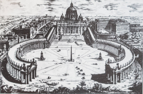 Square and colonnade in front of the Basilica of San Pietro in Vaticano, designed by Gian Lorenzo Bernini