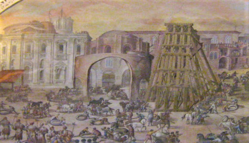 Fresco in the Vatican Library, setting of the Vaticano obelisk