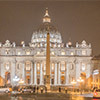 Obelisk Vaticano na tle fasady bazyliki San Pietro in Vaticano