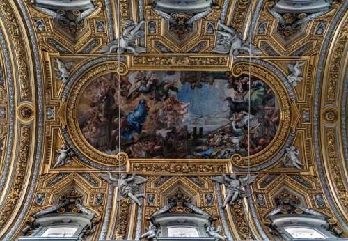 Pietro da Cortona, design of the vault along with stucco decorations, in the center the Vision of St. Philip Neri, Church of Santa Maria in Vallicella