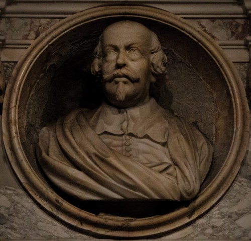 Portret Pietro da Cortony, Portrait of Pietro da Cortona, funerary bust in the crypt of the Church of Sant Luca e Martina