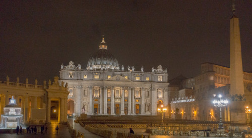 Fountain of Clement X against the façade of St. Peter, St. Peter's Square