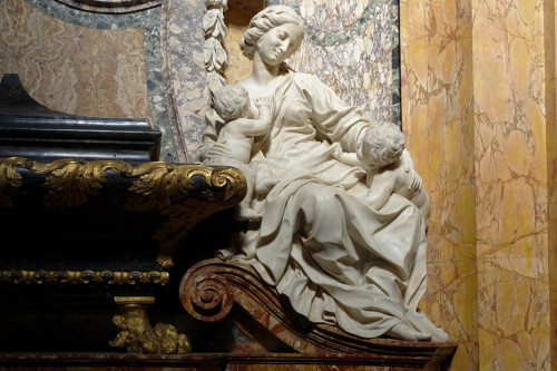 Tombstone of Camilla and Gianbattista Rospigliosi-Pallavicini, allegory of Mercy, Church of San Francesco a Ripa