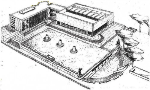 Foro Italico, Casa delle Armi, Luigi Moretti, building plan from the 1930s