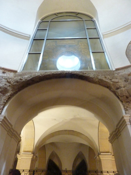 Temple of Romulus in the Roman Forum, view of the window above the Church of Santi Cosma e Damiano