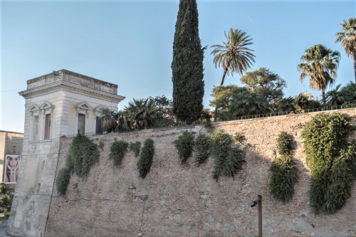 Villa Aldobrandini, the wall and the pavilion from the via Panisperna