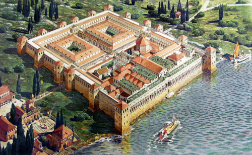 Reconstruction of the palace of Emperor Diocletian in Split (Croatia), pic.Wikipedia