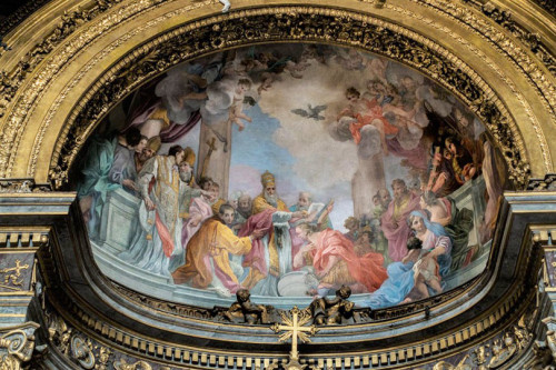 San Silvestro in Capite, church apse with a representation of Pope Sylvester baptizing Emperor Constantine, Lodovico Gimignani