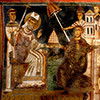 Papież Sylwester odbiera frygium od cesarza Konstantyna, Oratorium S. Silvestro przy kościele SS. Quattro Coronati