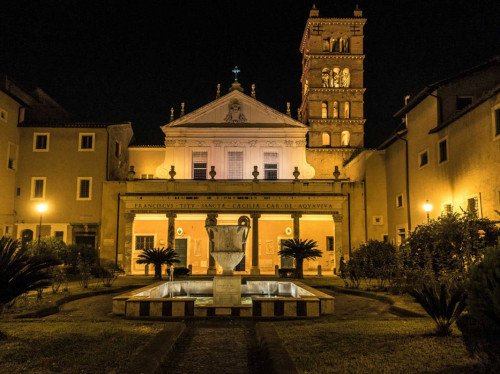 The facade of the Church of Santa Cecilia in Trastevere