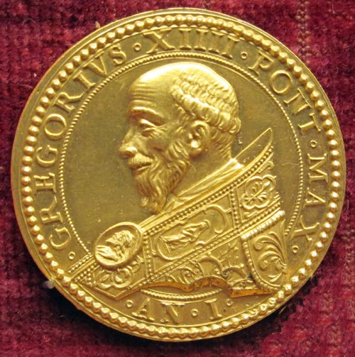 Medal commemorating Pope Gregory XIV, 1590, pic.Wikipedia