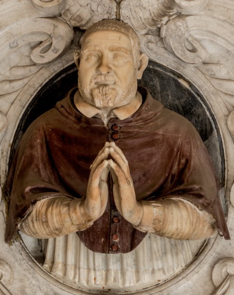 Tombstone monument of Cardinal Sfondrati, fragment, vestibule of the Church of Santa Cecilia