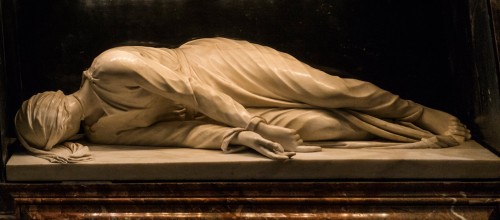 The statue of St. Cecilia commissioned by Cardinal Sfondrati, Stefano Maderno, apse of the Church of Santa Cecilia