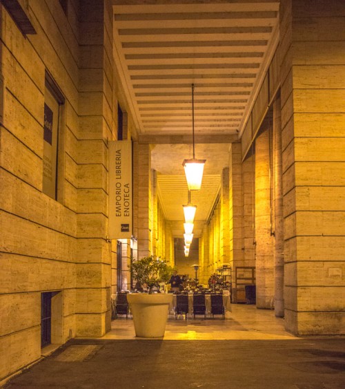 Piazza Augusto Imperatore - arcades in the eastern frontage of the square