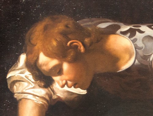 Narcissus at the Source, Caravaggio?, fragment, Galleria dell’Arte Antica, Palazzo Barberini